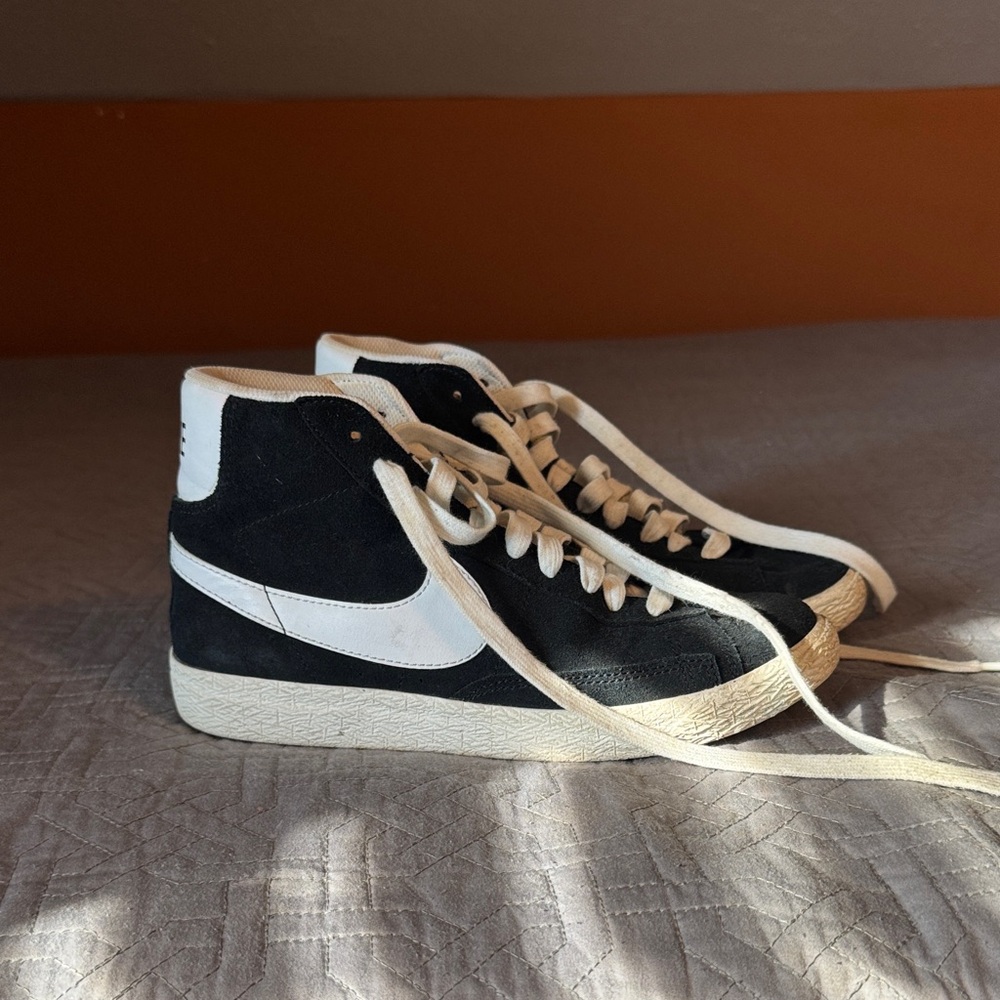 Nike Black and Cream High-Top Sneakers